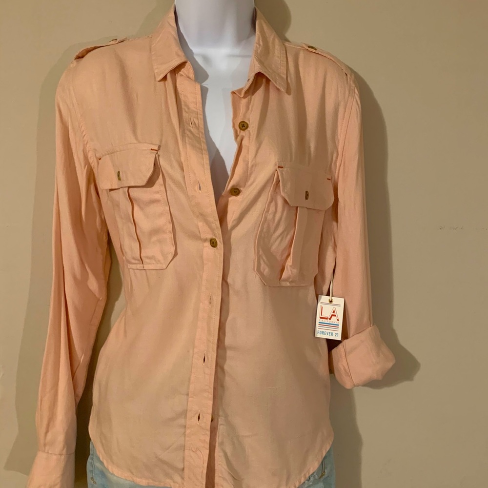 Forever 21 Peach Button Down Shirt